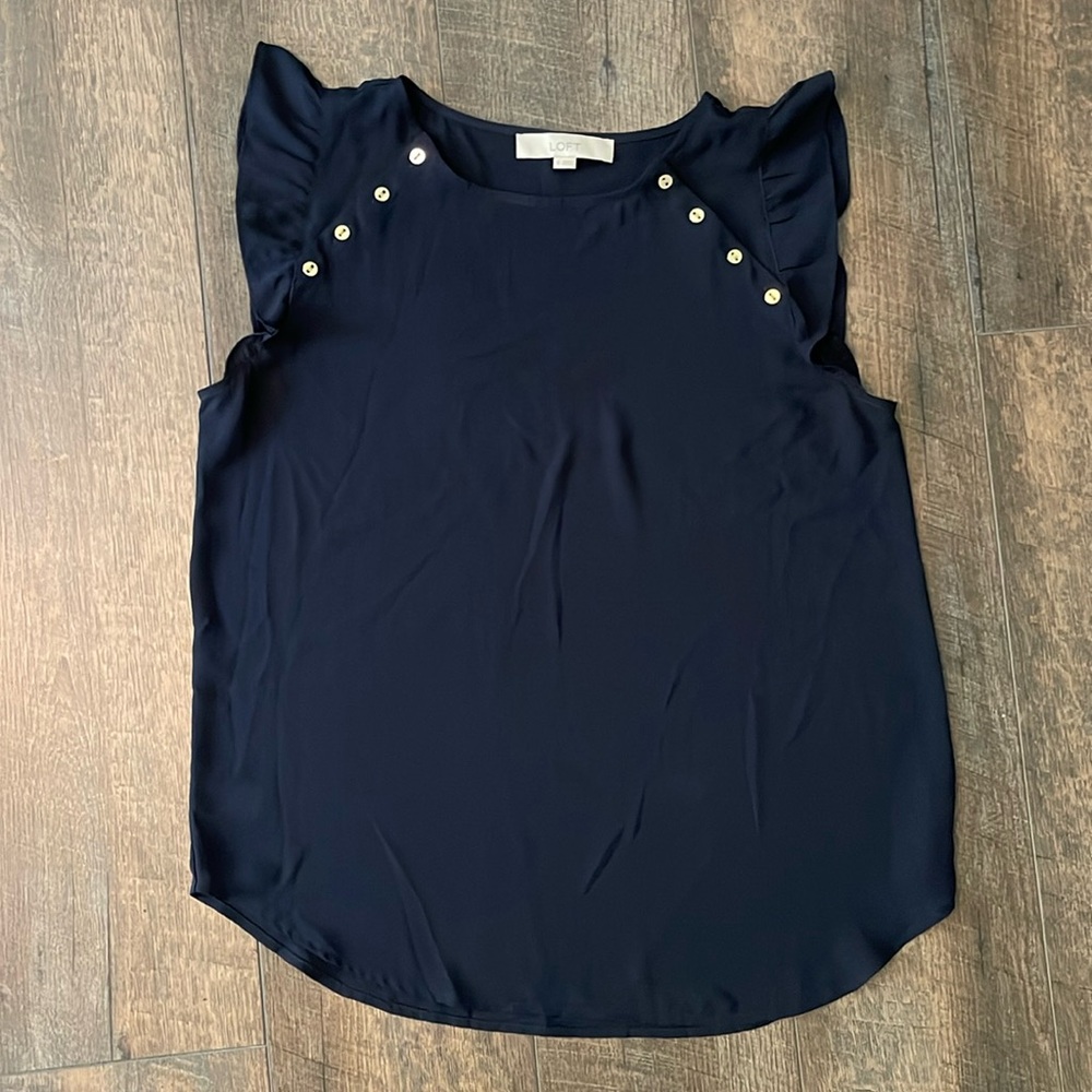 Loft Size Small Navy Tank with Button Accents